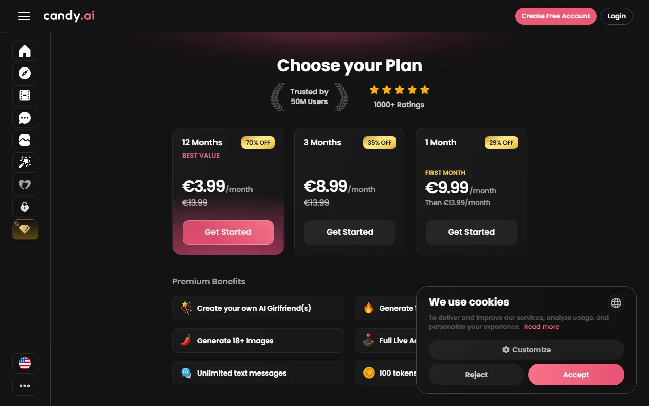 Candy.ai: Preisseite